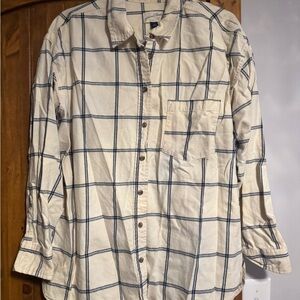 Universal Thread Beige and Navy Checkered Shirt
